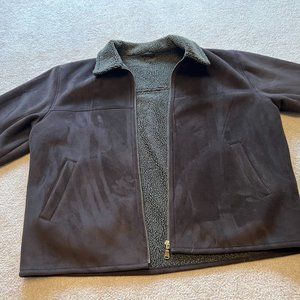 Vintage Brown Suede-like Sherpa Jacket